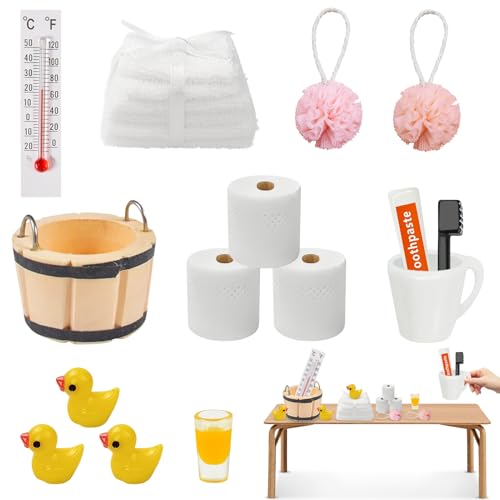 Wichtel Zubehör Weihnachten, 15 PCS Wichtelzubehör Bade Set, Miniatur Puppenhaus Zubehör Set, Mini Zubehör Wichtel, Wichtel Wasch Set Badeutensilien für Wichteltür Weihnachten Deko Wichtel Zubehör Weihnachten, 15 PCS Wichtelzubehör Bade Set, Miniatur Puppenhaus Zubehör Set, Mini Zubehör Wichtel, Wichtel Wasch Set Badeutensilien für Wichteltür Weihnachten Deko von Beibeijia