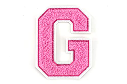 Frottee Buchstabe A-Z | Rosa, Pink, Weiß | 9,5 cm hoch | Varsity Letter G von Beichi