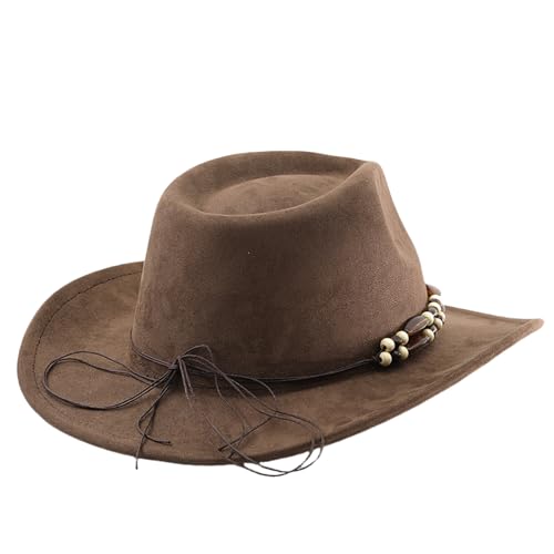 Auffälliger Westernhut, Rollenspiel, Kostüm, Hut, Themenparty, Requisiten, Perlenband, ethnisches Oberteil, Fedoras für Abendparty, Sonnenschutz von Beimus