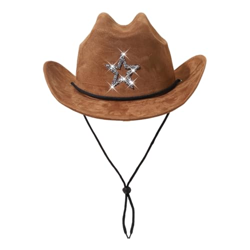 Beimus Glitzernder Stern Pailletten Hut Westernhut Junggesellenabschied Halloween Frauen für Alltag und Party Casual von Beimus