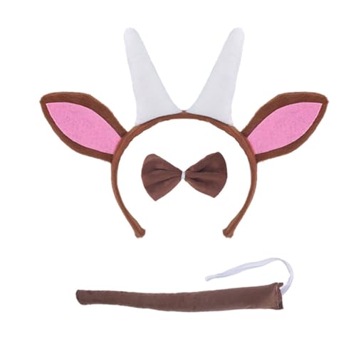 Beimus Haarreif für Damen, Cartoon-Ziegenform, mit Schwanz, Fliege, Rock, Haarreif, Karneval, Aufführungen, Live-Übertragung, Kopfschmuck Beimus Haarreif für Damen, Cartoon-Ziegenform, mit Schwanz, Fliege, Rock, Haarreif, Karneval, Aufführungen, Live-Übertragung, Kopfschmuck von Beimus