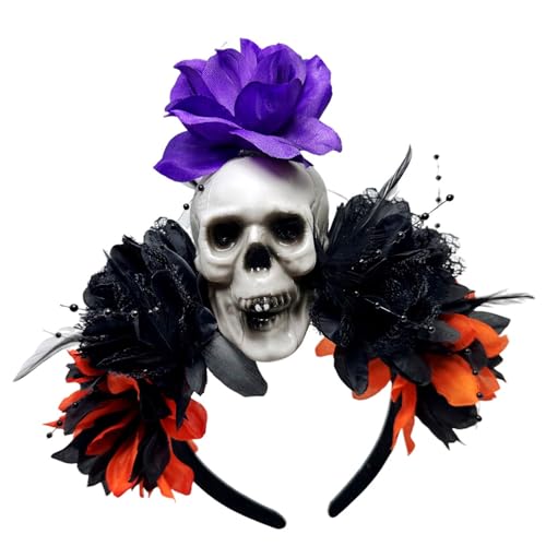 Beimus Haarreif mit dunklem Thema, Totenkopf-Blume, bequem, Kostüm-Requisiten, Halloween-Party, Kopfdekoration für Frauen, Halloween, Totenkopf-Haar-Accessoire Beimus Haarreif mit dunklem Thema, Totenkopf-Blume, bequem, Kostüm-Requisiten, Halloween-Party, Kopfdekoration für Frauen, Halloween, Totenkopf-Haar-Accessoire von Beimus