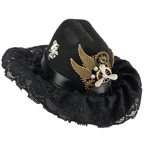 Beimus Mechanische Ausrüstung, verzierte Cowgirl-Hut, Haarspange, viktorianischer Stil, Kopfschmuck, Unisex, Kostüm-Requisiten, Verkleidungs-Kopfschmuck, Cosplay-Haar-Accessoire von Beimus