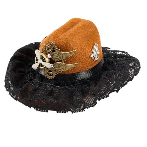 Beimus Mechanische Ausrüstung, verzierte Cowgirl-Hut, Haarspange, viktorianischer Stil, Kopfschmuck, Unisex, Kostüm-Requisiten, Verkleidungs-Kopfschmuck, Cosplay-Haar-Accessoire von Beimus