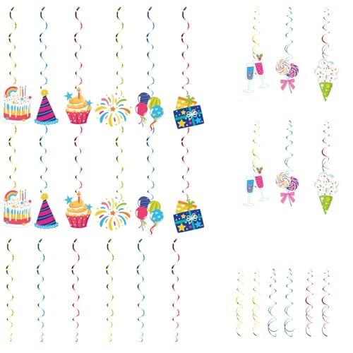 Beimus Mehrzweck Geburtstag Party Dekorationen Set Happy Birthday Banner mit Korkenzieher und hängenden Wirbeln für Jungen von Beimus