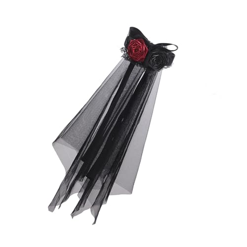 Beimus Modischer Halloween-Kopf-Accessoire, schwarzer Spitzenschleier mit unsichtbarer Haarspange, Haarschmuck für Tanzpartys, schwarze Schleier, Stirnbänder von Beimus