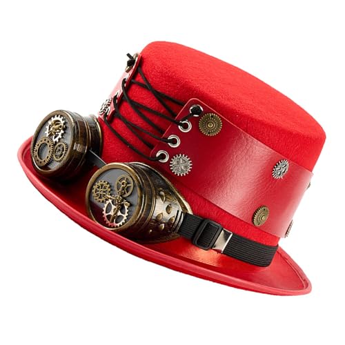 Beimus Punk-Magierhut mit abnehmbarer Brille, Themenparty, Cosplay, Kopfbedeckung für Maskeraden, Bühnenshow, Fotografie, Steampunk-Brille, Hut, Halloween-Zubehör von Beimus