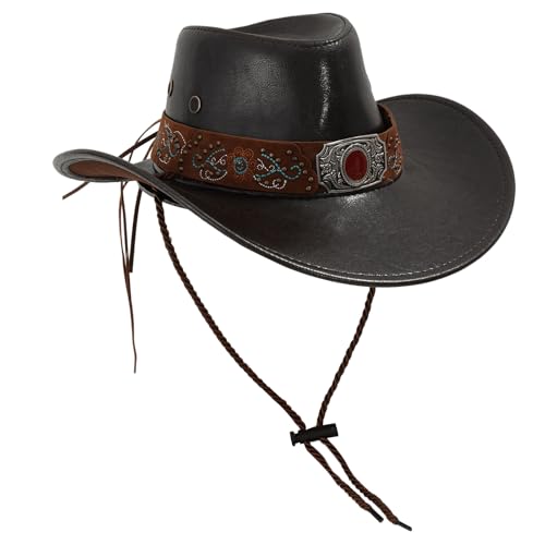 Beimus Vintage-PU-Lederhut, Cosplay, Kostüm, Panamahut, Bühnenkünstler, Tanz, Erwachsene, ethnisches Reiten, alle passenden PU-Leder Beimus Vintage-PU-Lederhut, Cosplay, Kostüm, Panamahut, Bühnenkünstler, Tanz, Erwachsene, ethnisches Reiten, alle passenden PU-Leder von Beimus
