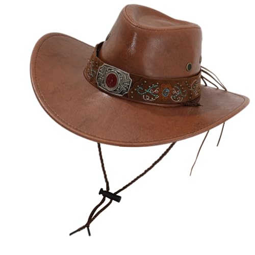 Beimus Vintage-PU-Lederhut, Cosplay, Kostüm, Panamahut, Bühnenkünstler, Tanz, Erwachsene, ethnisches Reiten, alle passenden PU-Leder von Beimus