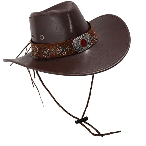 Beimus Vintage-PU-Lederhut, Cosplay, Kostüm, Panamahut, Bühnenkünstler, Tanz, Erwachsene, ethnisches Reiten, alle passenden PU-Leder von Beimus