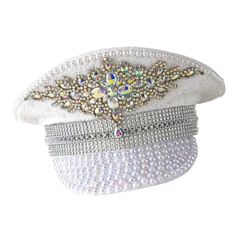 Kapitän Hut mit Schmucksteinen, Brauthut, Brauthut für Junggesellinnenabschied, Kopfbedeckung, Kopfbedeckung für Club, Bühne, elegante Strass-Kappen Kapitän Hut mit Schmucksteinen, Brauthut, Brauthut für Junggesellinnenabschied, Kopfbedeckung, Kopfbedeckung für Club, Bühne, elegante Strass-Kappen von Beimus