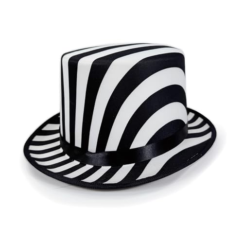 Magierhut mit schwarz-weißem Thema, atmungsaktiv, kurze Krempe, ideal für Cosplay-Kostüme, schwarz-weiß kariertes Derby von Beimus