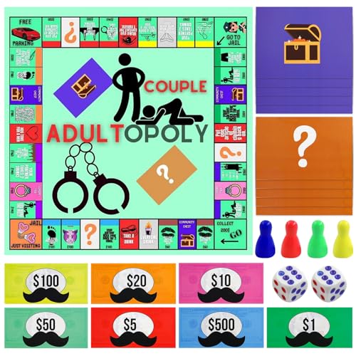 Beinup Adultopoly Brettspiel, Paarspiele für Erwachsene, Paarspiele Brettspiele, Brettspiele für Paare,für Erwachsene, Brettspiel-Requisiten zum Aufheizen der Gefühle für Paare von Beinup