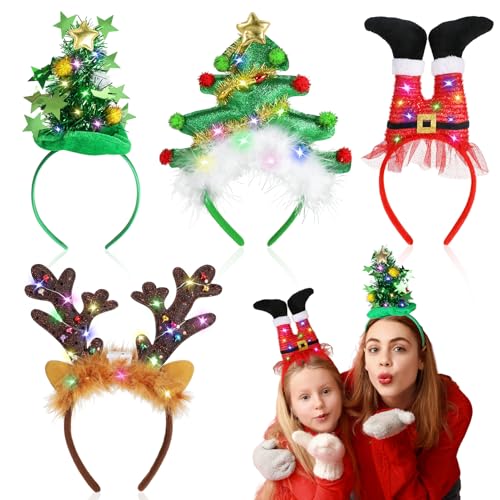 4 Stück Haarreif Weihnachten Erwachsene Kinder,LED Haarreifen Weihnachten Rentier Haarreif mit Licht Elfenhut Weihnachts Kopfschmuck Haarschmuck für Weihnachten Kostüme Zubehör Weihnachtsfeier 4 Stück Haarreif Weihnachten Erwachsene Kinder,LED Haarreifen Weihnachten Rentier Haarreif mit Licht Elfenhut Weihnachts Kopfschmuck Haarschmuck für Weihnachten Kostüme Zubehör Weihnachtsfeier von Beipegin
