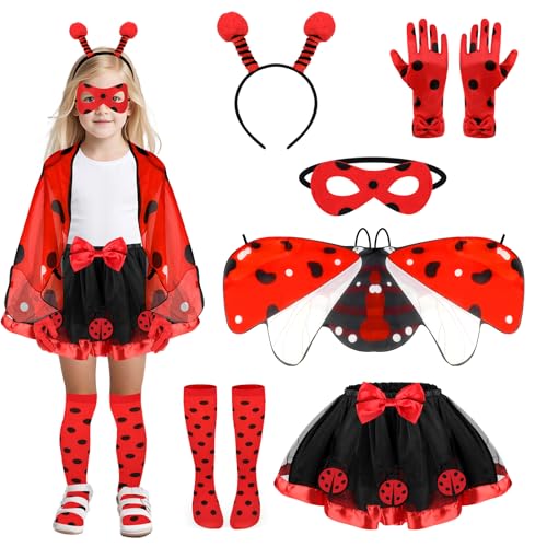 Beipegin 6 Stücke Ladybug Kostüm Mädchen Tüllrock Marienkäfer Flügel Haarreif Maske Handschuhe Socken Marienkäfer Kostüm para Halloween Cosplay Karneval Geburtstag Beipegin 6 Stücke Ladybug Kostüm Mädchen Tüllrock Marienkäfer Flügel Haarreif Maske Handschuhe Socken Marienkäfer Kostüm para Halloween Cosplay Karneval Geburtstag von Beipegin