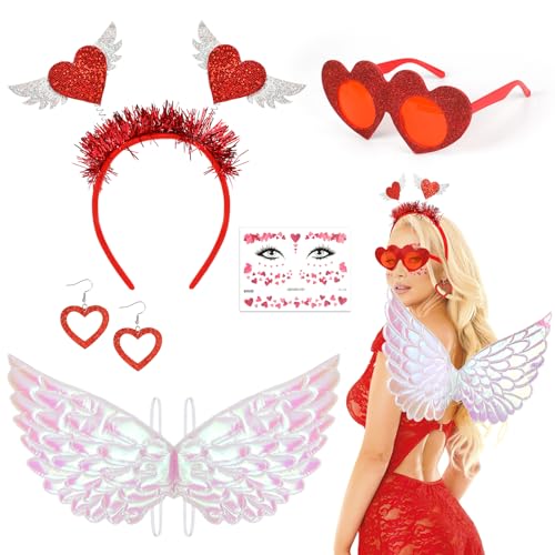 Beipegin Amor Kostüm Engel Kostüm Damen,Herz Haarreif Herz Sonnenbrille Engelsflügel Gesichtsaufkleber Cupid Kostüme Accessoires Für Valentinstag Karneval Beipegin Amor Kostüm Engel Kostüm Damen,Herz Haarreif Herz Sonnenbrille Engelsflügel Gesichtsaufkleber Cupid Kostüme Accessoires Für Valentinstag Karneval von Beipegin