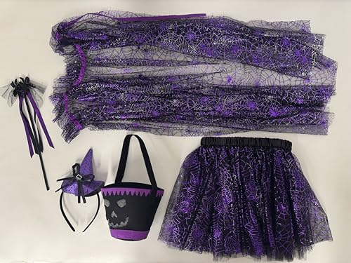 Beipegin Spinnenkostüm für Kinder, Spinnennetz-Umhang, Tutu, Rock, Spinne, Stirnband, Süßigkeitentasche, Halloween, Vampir-Kostüm, Fasching, Cosplay von Beipegin