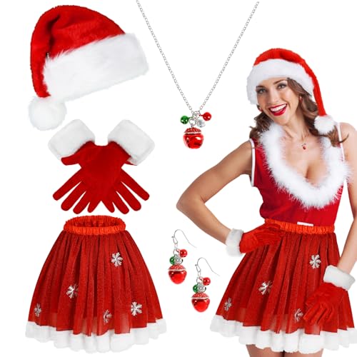 Beipegin Weihnachtsfrau Kostüm Damen,Weihnachtsmann Mütze Rock Handschuhe Rot Weihnachts Ohrringe Halskette Weihnachtskostüm Frauen Weihnachtsfrau Kostüm Damen Beipegin Weihnachtsfrau Kostüm Damen,Weihnachtsmann Mütze Rock Handschuhe Rot Weihnachts Ohrringe Halskette Weihnachtskostüm Frauen Weihnachtsfrau Kostüm Damen von Beipegin