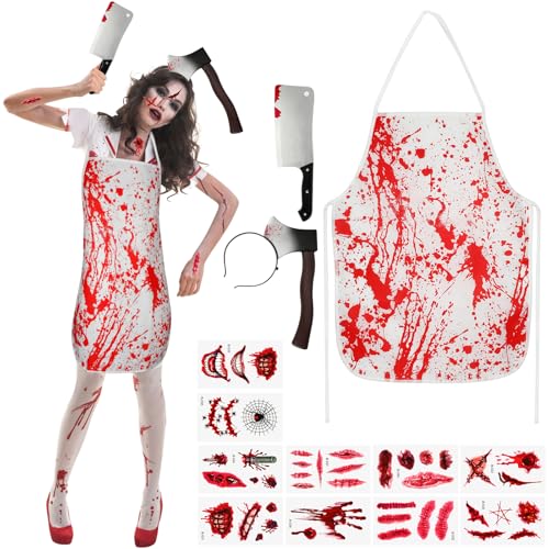Metzger Kostüm Blutiges Schürze Messer im Kopf Blutiges Messer Zombie Halloween Kostüm Herren Horror Cosplay Metzger Kostüm Blutiges Schürze Messer im Kopf Blutiges Messer Zombie Halloween Kostüm Herren Horror Cosplay von Beipegin