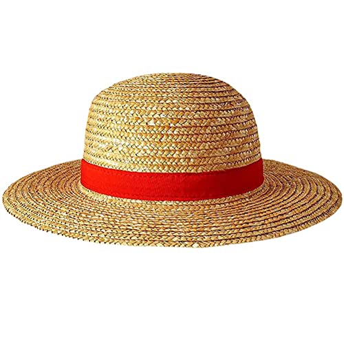 BeisDirect One Piece Luffy Strohhut Multifunktionale Anime Cartoon Charakter Sonnenschutz Strohhut Anime Cosplay Kostüm Hut Sonnenhut für Kinder Erwachsene, 31CM (Weizenstroh) von BeisDirect