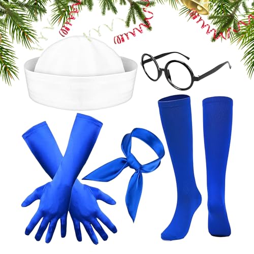 Beiykhera Sailor Kostüm Accessoires | Halloween Party Sailor Verkleidung | Cosplay Schal Hut Strümpfe Brillengestell Handschuhe | Für Bootfahren Yacht Party Geburtstag Bachelor Weihnachten Beiykhera Sailor Kostüm Accessoires | Halloween Party Sailor Verkleidung | Cosplay Schal Hut Strümpfe Brillengestell Handschuhe | Für Bootfahren Yacht Party Geburtstag Bachelor Weihnachten von Beiykhera