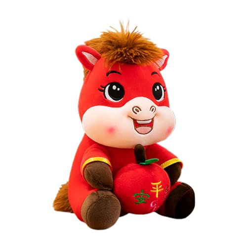 Beiykhera Stoffpferd Plüschtier - Chinesische Neujahrstiere | Gott des Reichtums 2026 Maskottchen Frieden Cartoon Figur Für Student Familie Erwachsene Kind Freund Wohnzimmer von Beiykhera