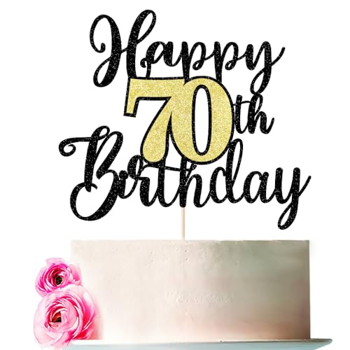 Bejotaa Tortenaufsatz "Happy 70th Birthday", Kindergeburtstagsparty-Kuchendekoration, Partyzubehör zum 70. Geburtstag, Party-Dekorationen (70) von Bejotaa