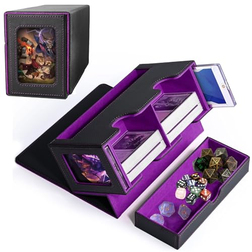 MTG Commander Deck Box, MTG Deck Box with Display Window, Magnetic Trading Card Storage Box with Dice Tray Fits 200+ Sleeved Trading Cards for Magic The Gathering Playing TCG CCG Magic Cards von Bekasa