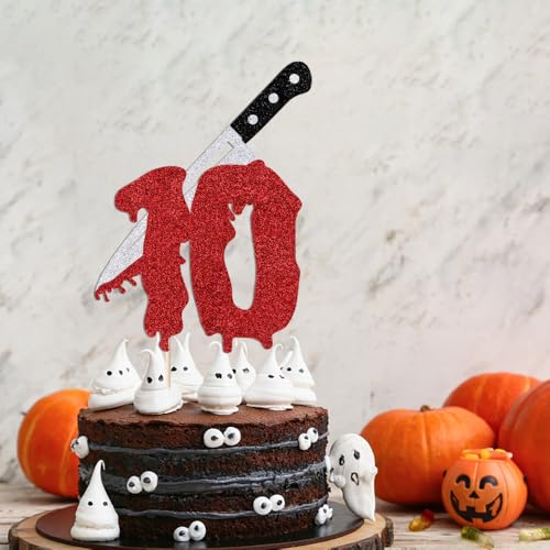 Glitzerkiller "Happy 10th Birthday" Kuchendekoration, Halloween-Zombie-Vampir, blutiger Freitag, Geburtstagsdekoration, Happy 10th Birthday/Have A Killer, Horror-Film-Party-Dekorationen von Bekaterea