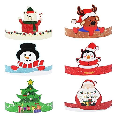 Bekecidi 12 Stück Weihnachtsparty-Kronen, Weihnachts-Fotokabinen-Requisiten, Schneemann, Weihnachtsmann, Rentier, Papierkronen, Hüte, lustiges Cosplay-Zubehör für Kinder, Weihnachtsparty-Geschenk Bekecidi 12 Stück Weihnachtsparty-Kronen, Weihnachts-Fotokabinen-Requisiten, Schneemann, Weihnachtsmann, Rentier, Papierkronen, Hüte, lustiges Cosplay-Zubehör für Kinder, Weihnachtsparty-Geschenk von Bekecidi