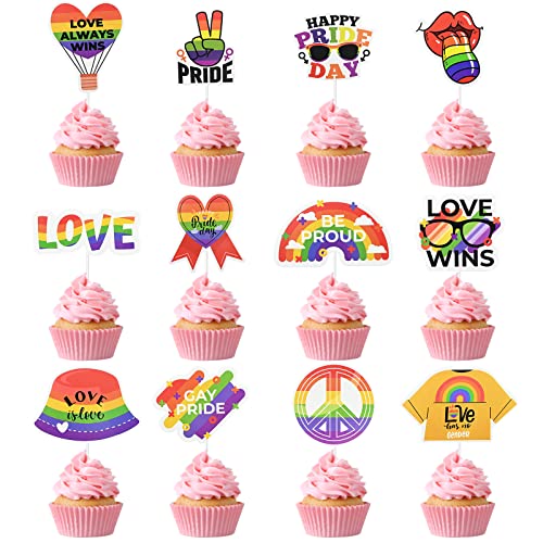 Bekecidi 24 Stück Regenbogen-Kuchenaufsätze, LGBT Pride Cupcake-Dekoration, Einsatz für Karten, Kuchen, für verschiedene Themen, Partys, Geburtstage, Kuchendekoration, Zubehör Bekecidi 24 Stück Regenbogen-Kuchenaufsätze, LGBT Pride Cupcake-Dekoration, Einsatz für Karten, Kuchen, für verschiedene Themen, Partys, Geburtstage, Kuchendekoration, Zubehör von Bekecidi