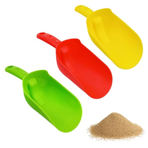 Bekecidi 3-teiliges Sandschaufel-Set für den Strand, farbenfrohe Schaufeln, für draußen, robuste Kunststoffschaufeln zum Sandburgenbauen, perfekt für Sandkasten und Strand von Bekecidi