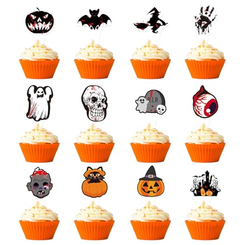 Bekecidi 36-teiliges Halloween-Cupcake-Topper-Set – Cupcake-Aufsätze, Kürbis-Horror-Geist, Totenkopf-Muster, lustiges Papier, Halloween-Party-Kuchendekorationen Bekecidi 36-teiliges Halloween-Cupcake-Topper-Set – Cupcake-Aufsätze, Kürbis-Horror-Geist, Totenkopf-Muster, lustiges Papier, Halloween-Party-Kuchendekorationen von Bekecidi