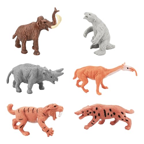 Bekecidi 6 Stück Spielzeugset mit Primitiven Menschlichen Modellen und Mini Dschungeltieren Höhlenmensch Figuren Emulation Primitives Modell für Kinder Wissenschaftliches Lernspiel (Tier) von Bekecidi