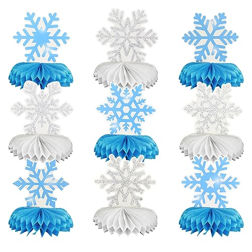 Bekecidi 9 Stück Schneeflocken Waben-Mittelstücke, Weiß Blau, Gefrorene Mittelstücke, Winter Party Tischdekorationen für Weihnachten, Urlaub, Winter, Geburtstag, Babyparty, Partyzubehör Bekecidi 9 Stück Schneeflocken Waben-Mittelstücke, Weiß Blau, Gefrorene Mittelstücke, Winter Party Tischdekorationen für Weihnachten, Urlaub, Winter, Geburtstag, Babyparty, Partyzubehör von Bekecidi