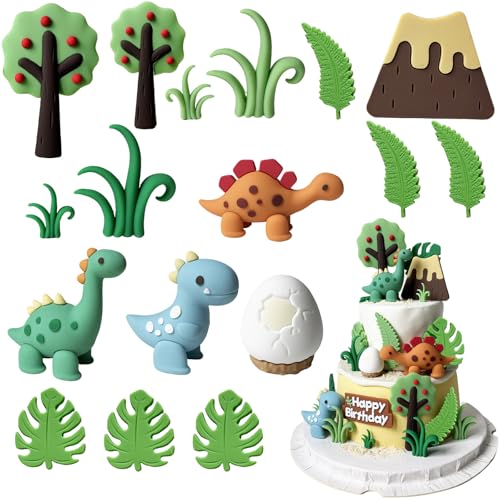 Bekecidi Dinosaurier-Kuchenaufsätze, Dinosaurier-Ei, Vulkanblätter, Baum-Kuchendekorationen, Happy Birthday-Kuchenaufsatz für Jungen und Mädchen, Babyparty, Geburtstagsparty-Dekorationen, 17 Stück Bekecidi Dinosaurier-Kuchenaufsätze, Dinosaurier-Ei, Vulkanblätter, Baum-Kuchendekorationen, Happy Birthday-Kuchenaufsatz für Jungen und Mädchen, Babyparty, Geburtstagsparty-Dekorationen, 17 Stück von Bekecidi