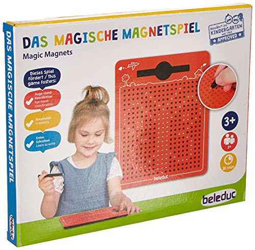 Beleduc 21091 - Das magische Magnetspiel, magnetische Zeichentafel, zum Mitnehmen, rot, klein 175 x 215 x 12 mm, Spiele, ab 3 Jahre von Beleduc