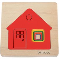 Beleduc 10141 - Lagenpuzzle Häuschen, Holz-Puzzle, 4-teilig von Beleduc