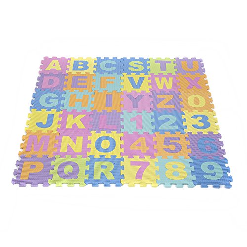 Belfoyer Puzzlematte für Babys und Kinder, 36 Puzzlematten, Baby-Kinderspielmatte, Spielmatte mit Buchstaben A-Z und Zahlen 0-9, rutschfeste Spielmatte, 36 Teile (26 Buchstaben + 10 Zahlen) von Belfoyer
