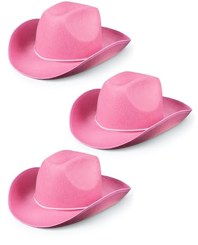 Bella Dox Rodeo-Cowboy- und Cowgirl-Hut, Western-Hut, texanischer Sheriff-Hut für Kostümpartys, Angeln, Wandern, Junggesellinnenabschied, Verkleiden (3, Rosa, Einheitsgröße) von Bella Dox