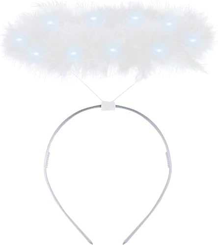 Bella Dox Weißer Engel-Halo für Damen, Einheitsgröße, Party, Halloween, Buchwoche, Kinder-Stirnband, LED-Licht (weiß) von Bella Dox