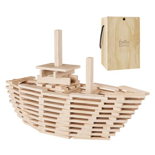 Bellabino Bauklötze Sabino aus Holz, Set mit 240 Teilen, Holzbausteine Natur unbehandelt aus Kiefernholz, Bausteine Kinderspielzeug ab 3 Jahre mit Bellabino Bauklötze Sabino aus Holz, Set mit 240 Teilen, Holzbausteine Natur unbehandelt aus Kiefernholz, Bausteine Kinderspielzeug ab 3 Jahre mit von Bellabino