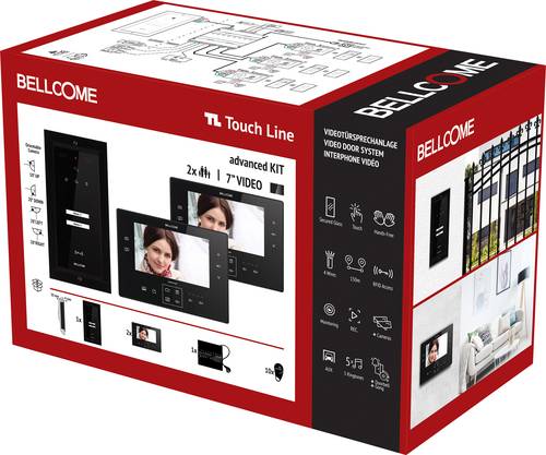 Bellcome Advanced 7  Video-Kit 2 Familie Video-Türsprechanlage Kabelgebunden Komplett-Set 14teili von Bellcome