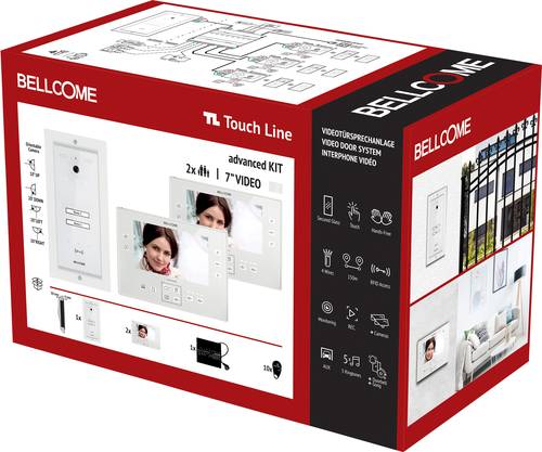 Bellcome Advanced 7  Video-Kit 2 Familie Video-Türsprechanlage Kabelgebunden Komplett-Set 14teili von Bellcome