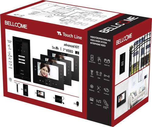 Bellcome Advanced 7  Video-Kit 3 Familie Video-Türsprechanlage Kabelgebunden Komplett-Set 20teili von Bellcome