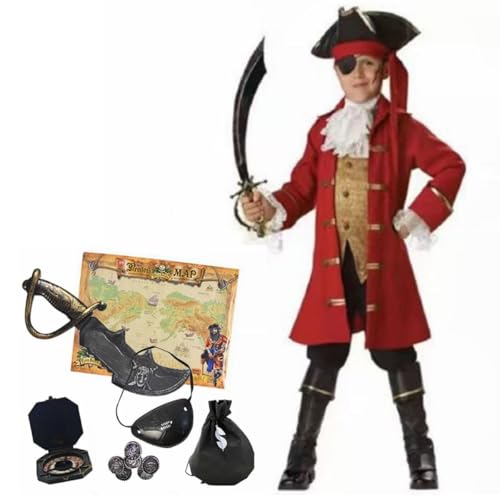 Belle & Moana Kinder Kapitän Piratenkostüm, Deluxe Piraten Cosplay Dress Up Set für Kinder Jungen Weihnachten Halloween Karneval Party Verkleidung 7-8 Jahre Belle & Moana Kinder Kapitän Piratenkostüm, Deluxe Piraten Cosplay Dress Up Set für Kinder Jungen Weihnachten Halloween Karneval Party Verkleidung 7-8 Jahre von Belle & Moana
