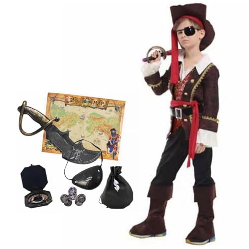 Belle & Moana Kinder Kapitän Piratenkostüm, Deluxe Piraten Cosplay Dress Up Set für Kinder Jungen Weihnachten Halloween Karneval Party Verkleidung 9-10 Jahre Belle & Moana Kinder Kapitän Piratenkostüm, Deluxe Piraten Cosplay Dress Up Set für Kinder Jungen Weihnachten Halloween Karneval Party Verkleidung 9-10 Jahre von Belle & Moana
