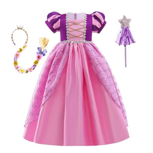 Belle & Moana Kinder Rapunzel Prinzessin Kostüm Mädchen mit Zubehör für Weihnachten Geburtstag Party Halloween Karneval Cosplay Kleider Alter 4-5 Jahre von Belle & Moana