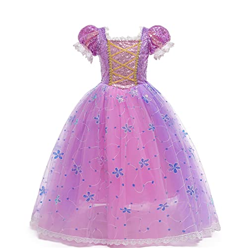 Belle & Moana® Prinzessinnen-Kostüme für Mädchen – Rapunzel Princess Dress Up Prinzessin Kleid für Geburtstagsfeier, Party, Spaß, Halloween und Cosplay, Alter 9-10 Jahre von Belle & Moana