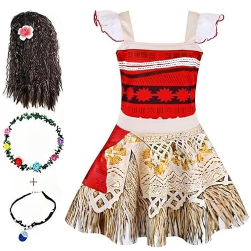 Belle & Moana Prinzessinnenkostüme für Kinder, Verkleidung mit Zubehör für Mädchen, Halloween, Geburtstag, Party, Cosplay, Welttag des Buches, Alter 2–3 Jahre von Belle & Moana
